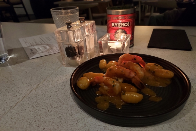 Plate of Gnocchi with King Prawns.